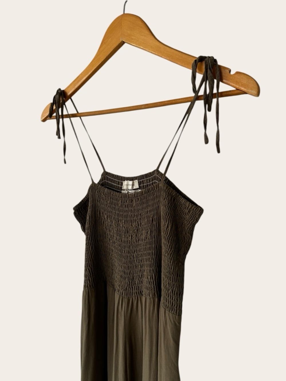 Urban Outfitters Olive Smocked Tie-Strap Jumpsuit - Picture 7 of 14